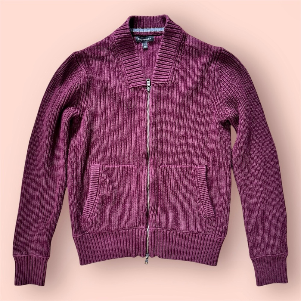 Banana Republic Maroon Zip-Up Cardigan
